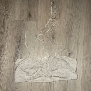 ASOS DESIGN Linen-Look Beach Crop Top – Natural – Size 14